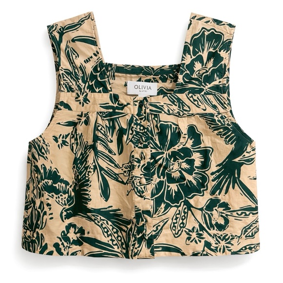 Olivia by Livro Nellie Button Tank Top in Tropicalia Blush & Green Size Small - Picture 3 of 7